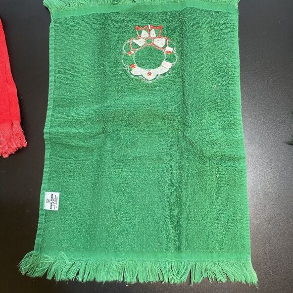 Vintage Christmas Hand Towels Lot of 5 Various Brands Canon Martex Etc Red Green - Picture 11 of 14